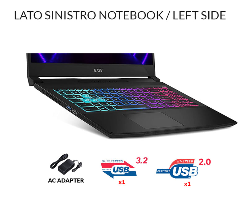 MSI Notebook Gaming Katana 15 B12UDXK-250XIT, Cpu Intel I7-12650H, RAM 16Gb, 512Gb SSD, 15.6 FHD, GeForce RTX 3050 6GB GDDR6, Tastiera Retroilluminata RGB,Windows 11 Pro, OMAGGIO Mouse MSI Clutch GM08