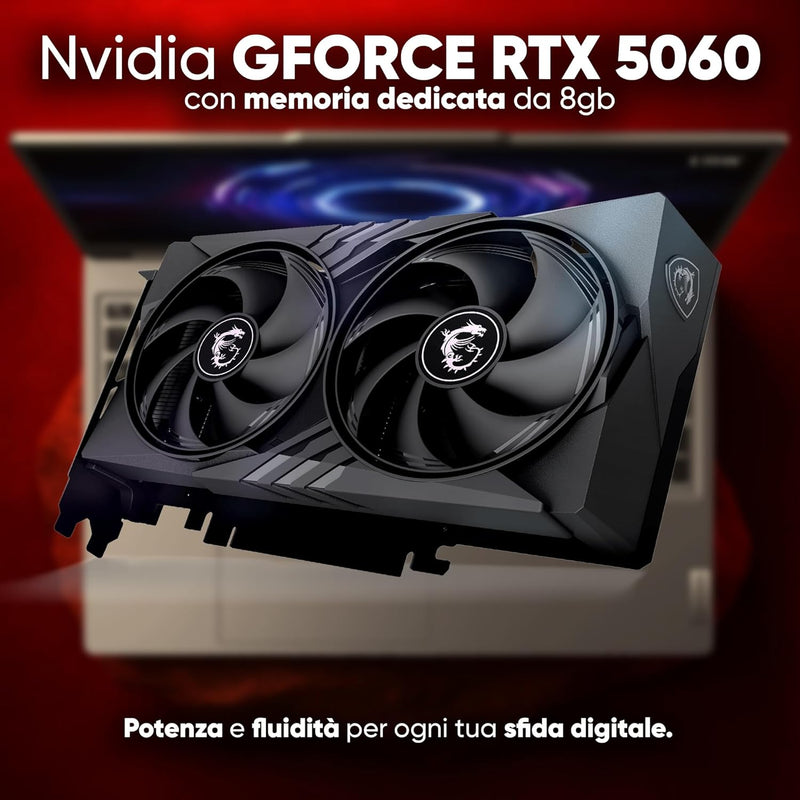 Lenovo Loq Pc Gaming Portatile i7 14700HX, 64 GB RAM DDR5, GeForce RTX 5060 8GB, SSD 1TB, Notebook Gaming Display IPS 15,6" FHD 144Hz, Laptop Gaming Tastiera Retroilluminata, Wi-Fi 6, Thunderbolt