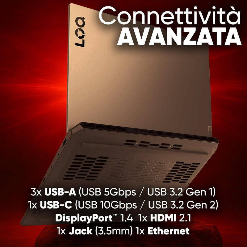 Lenovo Loq Pc Gaming Portatile i7 14700HX, 64 GB RAM DDR5, GeForce RTX 5050 8GB, SSD 1TB, Notebook Gaming Display IPS 15,6" FHD 144Hz, Laptop Gaming Tastiera Retroilluminata, Wi-Fi 6, Thunderbolt