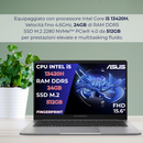 NOTEBOOK ASUS Expertbook P1 I5-13420H,24GB RAM,512GB SSD,Display 15.6 Fhd,Win 11 Pro, Fingerprint,Thunderbolt,Silver,Pronto all'uso.