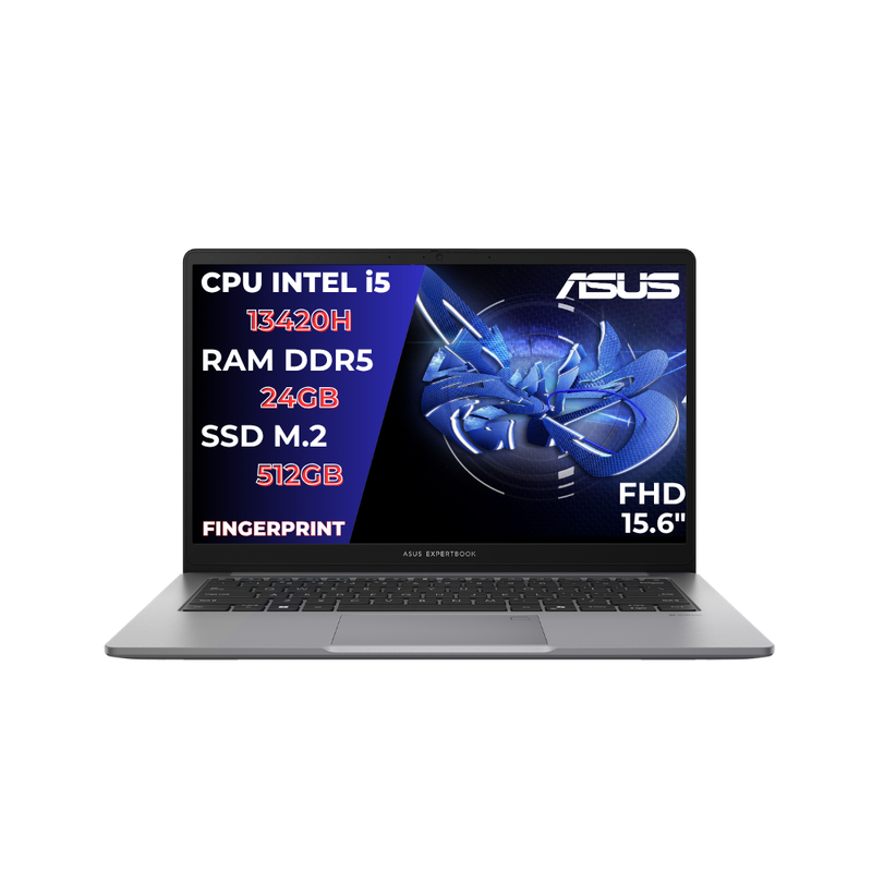 NOTEBOOK ASUS Expertbook P1 I5-13420H,24GB RAM,512GB SSD,Display 15.6 Fhd,Win 11 Pro, Fingerprint,Thunderbolt,Silver,Pronto all'uso.