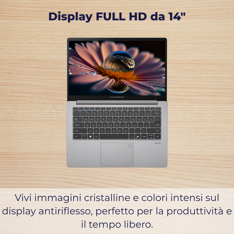 NOTEBOOK ASUS EXPERTBOOK P1 I5-13420H 16GB RAM 512GB SSD 14.0 FHD W11 PRO FINGERPRINT SILVER PN:P1403CVA-S60569