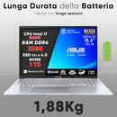 ASUS NOTEBOOK VIVOBOOK INTEL I7 13620H, RAM DDR4 32GB, SSD 1TB PCI-E 4.0, DISPLAY IPS WUXGA 16,0" FULL HD, TASTIERA RETROILLUMINATA, WIN 11 PRO, PRONTO ALL'USO.