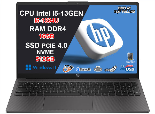 NOTEBOOK HP I5-1334U 16GB RAM 512GB SSD 15.6 W11 GARANZIA 36 MESI PN:B2NK9ES