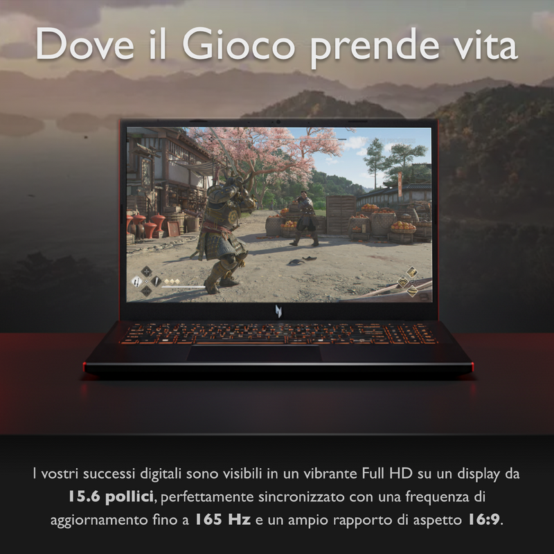 Acer Nitro V15 Pc Gaming Portatile i9-13900h, 32GB RAM DDR4, SSD 1TB, Geforce RTX 5060 8GB Gddr7, Notebook Gaming Display 15.6 IPS FHD 165hz, Laptop Gaming, Ethernet, WiFi, Tastiera Retroilluminata