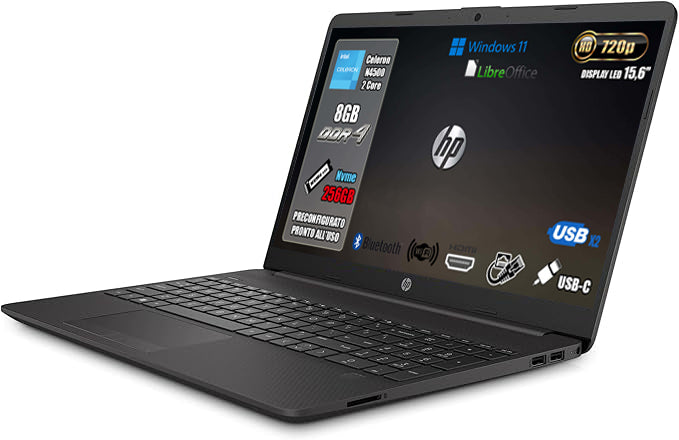 NOTEBOOK HP INTEL N4500 8GB RAM 256GB SSD 15.6 W11 PRO 2ANNI GAR.