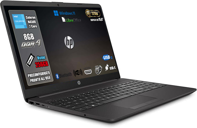 NOTEBOOK HP INTEL N4500 8GB RAM 256GB SSD 15.6 W11 PRO 2ANNI GAR.