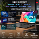 NOTEBOOK MSI MODERN CPU CORE 7 150U 16GB RAM DDR4 512GB SSD 15.6 IPS FHD TASTIERA RETROILLUMINATA WINDOWS 11 PRO GRAY
