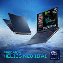 NOTEBOOK ACER PREDATOR HELIOS NEO 18, ULTRA 9 275HX, RAM 32GB DDR5, SSD 1TB, NVIDIA GEFORCE RTX 5070 8GB GDDR7, DISPLAY 18.0 IPS 250HZ DDS Mini LED,TASTIERA RGB, WIFI 6E, W11 PRO PN:NH.QVHET.002