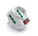 TRIPLASPINA ROTANTE 3 POSTI (1 BIPASSO/SCHUKO + 2 BIPASSO) CON INTERRUTTORE MP-SA1080R