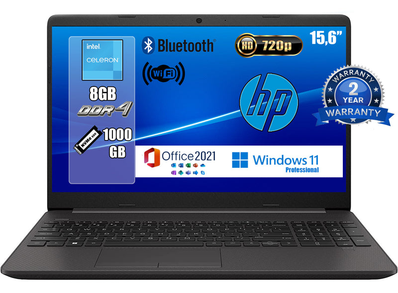HP 250 G9 Computer portatile 39,6 cm (15.6") 1366 x 768 Pixel Intel N4500 8 GB DDR4-SDRAM 256 GB SSD Wi-Fi Windows 11 Pro PN:6F1Z8EA