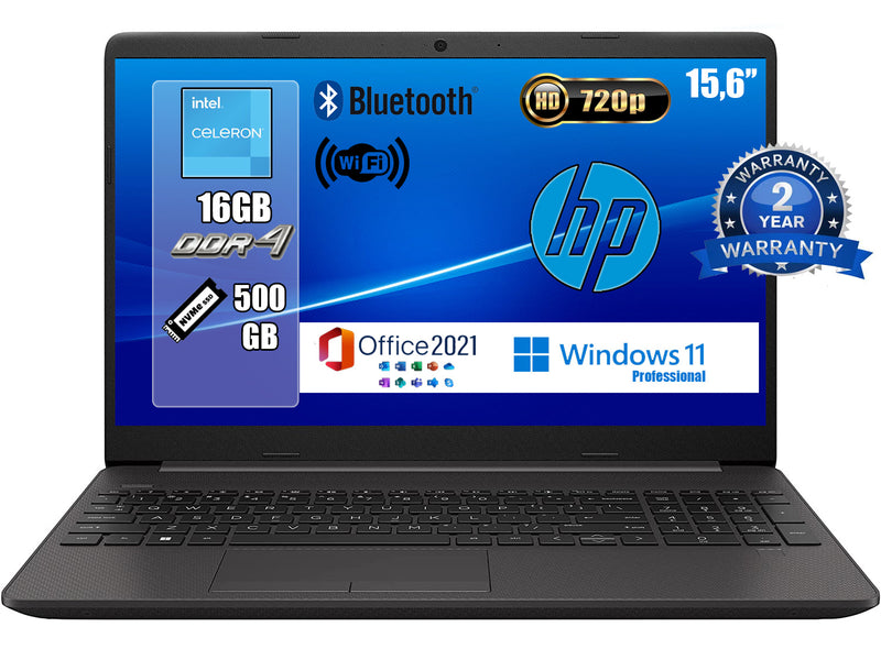 HP 250 G9 Computer portatile 39,6 cm (15.6") 1366 x 768 Pixel Intel N4500 8 GB DDR4-SDRAM 256 GB SSD Wi-Fi Windows 11 Pro PN:6F1Z8EA