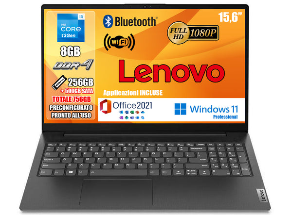 NOTEBOOK LENOVO I5-13420H 8GB RAM 756GB SSHD 15.6 FULL HD W11 PRO OFFICE 21