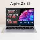Acer Aspire Go 15 Intel Core i5-13420H, 40GB DDR5 RAM, 512GB SSD, Win 11 Home, Wi-Fi 6, Bluetooth 5.0, 2x USB-C, Display 15.6" Full HD,Silver – Ideale per Ufficio, Studenti e Casa