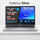 Notebook Acer Extensa 15,6" FHD Silver – Intel Core i3-1315U, 16GB RAM DDR5, 512GB SSD NVMe, 2x USB-C, HDMI, Wi-Fi 6, Bluetooth 5.2 – Perfetto per Studio, Ufficio e Casa