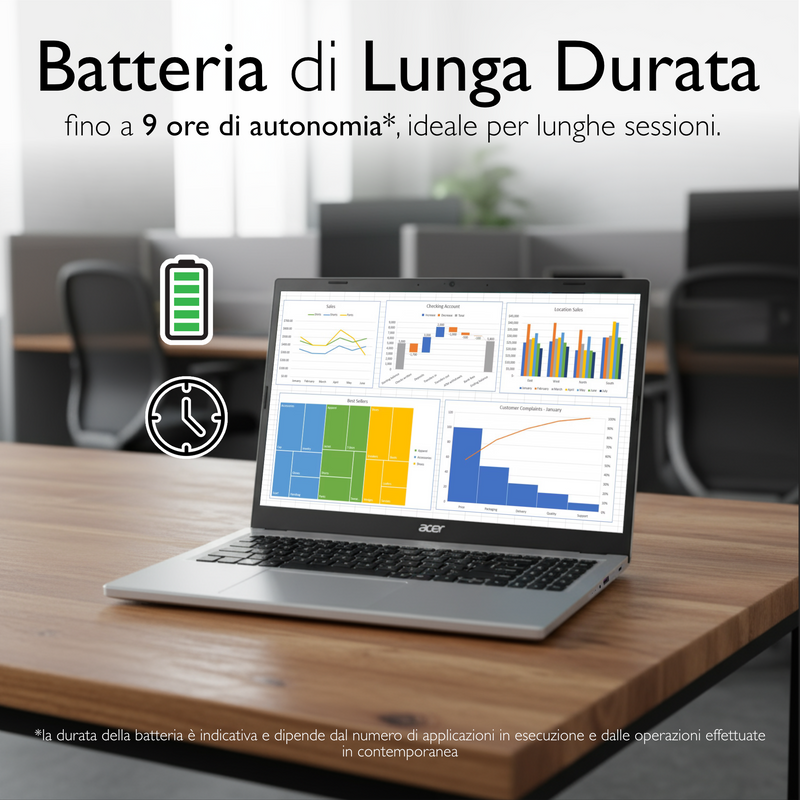 Acer Aspire Go 15 Intel Core i5-13420H, 16GB DDR5 RAM, 512GB SSD, Win 11 Home, Wi-Fi 6, Bluetooth 5.0, 2x USB-C, Display 15.6" Full HD,Silver – Ideale per Ufficio, Studenti e Casa