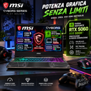 NOTEBOOK MSI CYBORG 15 CPU CORE 9 270H 16GB RAM DDR5 1TB SSD RTX 5060 8GB GDDR7 DISPLAY 15.6 IPS FHD 144HZ TASTIERA RETROILLUMINATA WIN 11 PRO GRAY PN:B2RWFKG-1229XI