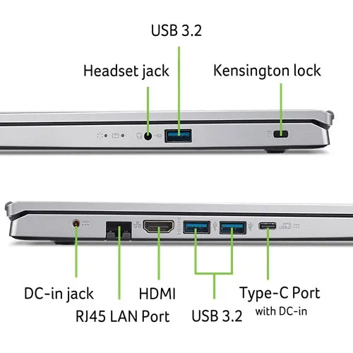 NOTEBOOK ACER ASPIRE GO 15, CPU I5-13420H, 8GB RAM DDR5, 512GB SSD, DISPLAY 15.6 FHD, SILVER, W11 HOME PN:NX.J4GET.001