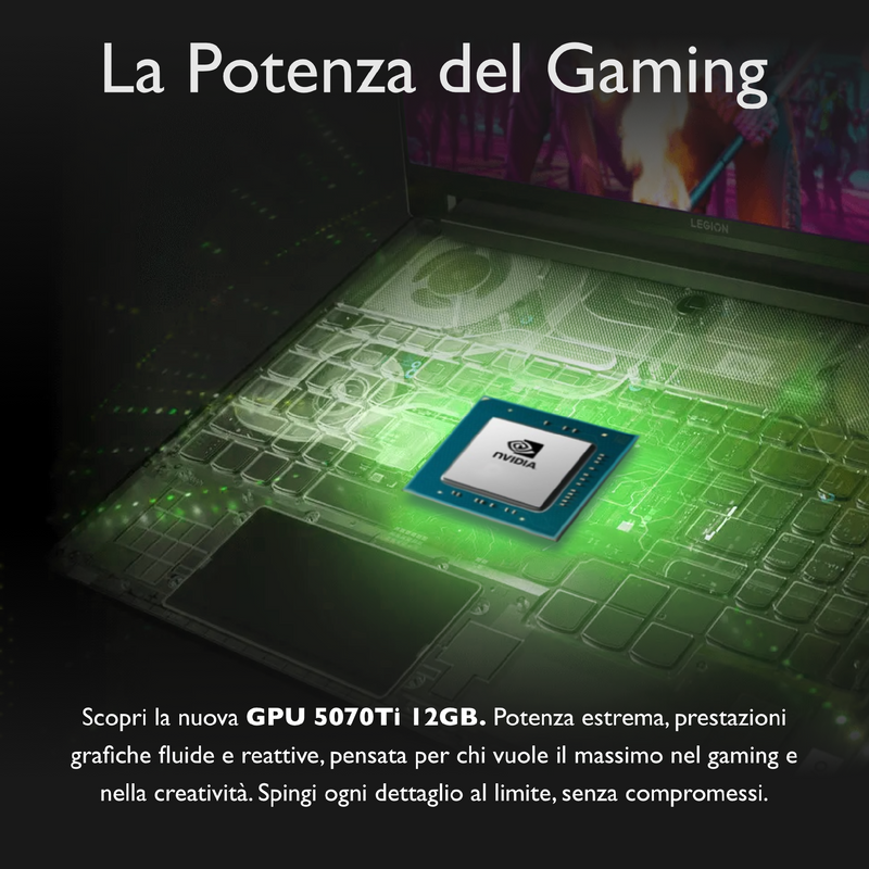 LENOVO LEGION PRO 5 PC GAMING PORTATILE ULTRA 9 275HX 20 CORE, 64 GB RAM DDR5, GEFORCE RTX 5070TI 12GB, SSD 2TB,NOTEBOOK GAMING OLED DISPLAY 16" 165HZ,LAPTOP GAMING TASTIERA RGB, WIFI 7, THUNDERBOLT 4