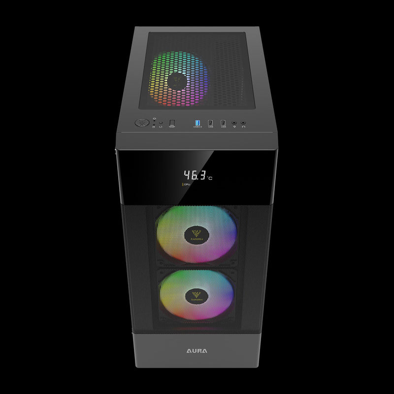 CASE PC GAMING GAMDIAS AURA GC5 DIGITAL DISPLAY TG MESH 3X120 ARGB FAN