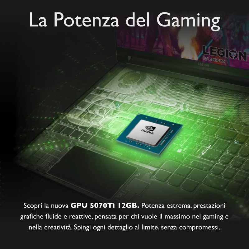 LENOVO LEGION PRO 5 PC GAMING PORTATILE ULTRA 9 275HX 20 CORE, 32 GB RAM DDR5, GEFORCE RTX 5070TI 12GB, SSD 1TB,NOTEBOOK GAMING OLED DISPLAY 16" 165HZ,LAPTOP GAMING TASTIERA RGB, WIFI 7, THUNDERBOLT 4
