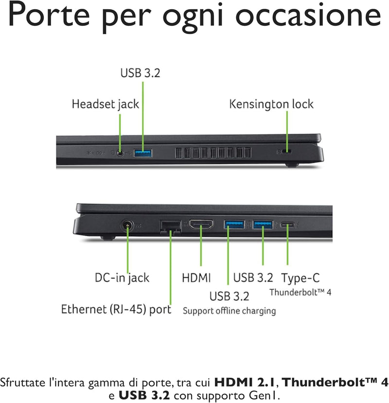NOTEBOOK ACER NITRO V15,INTEL I9-13900H, 32GB DDR5 RAM, 1TB SSD, 15.6 IPS FHD 165HZ, GEFORCE RTX 5060 8GB GDDR7, WIN11 HOME, TASTIERA RETROILLUMINATA. PN:NH.QZAET.00L