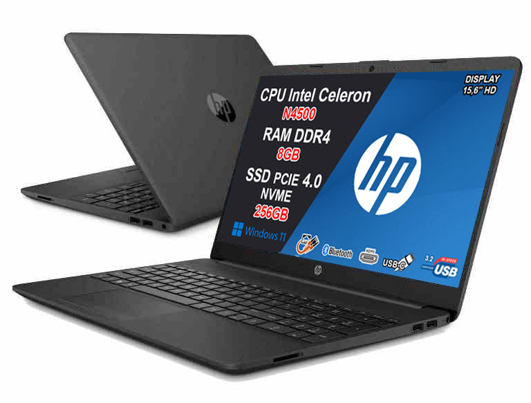 NOTEBOOK HP 250 G9, CPU N4500, 8GB RAM DDR4, 256GB SSD, DISPLAY 15.6 HD, WINDOWS 11 HOME, INCLUSA ESTENSIONE U22N6E 3Y GARANZIA ON SITE, PN:6F203EA