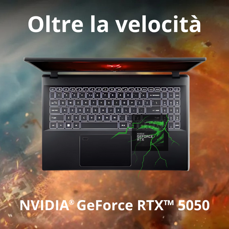 NOTEBOOK ACER NITRO V 15,INTEL I7-13620H, 16GB DDR4 RAM, 1TB SSD, 15.6 FHD IPS 165HZ, GEFORCE RTX 5050 8GB GDDR6,WINDOWS 11 HOME, TASTIERA RETROILLUMINATA PN:NH.QZ9ET.004